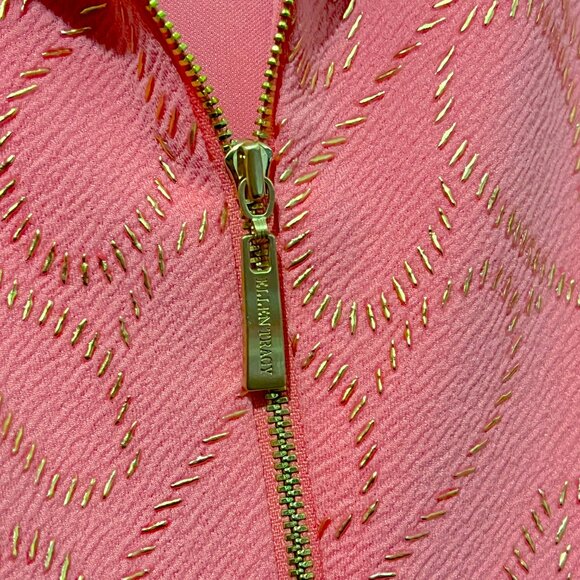 NWT Ellen Tracy Pink Coral Dress with Gold Shimmer Jacquard Design Fit and Flare - Picture 10 of 14